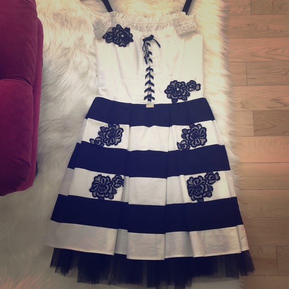 Beautiful shabby chic black & white stripped dress